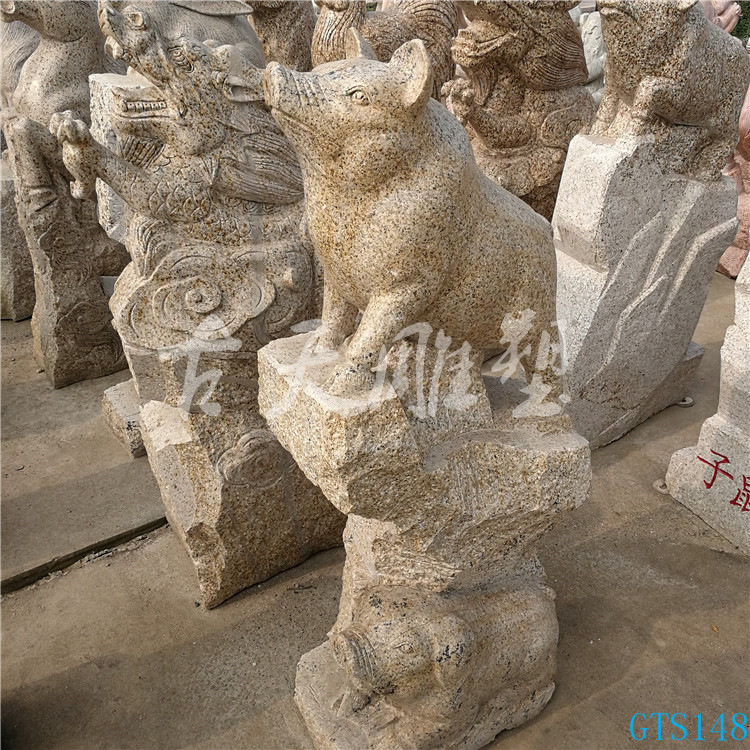 石雕猪十二生肖石雕摆件鼠牛虎兔龙蛇马羊猴鸡狗猪石雕摆件