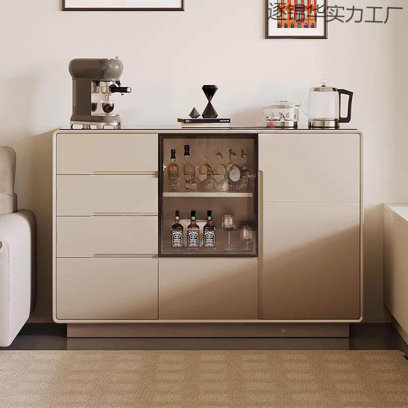 墙高硼UFC耐热智能一茶吧机柜子体柜家用客厅多能靠餐边柜奶油功