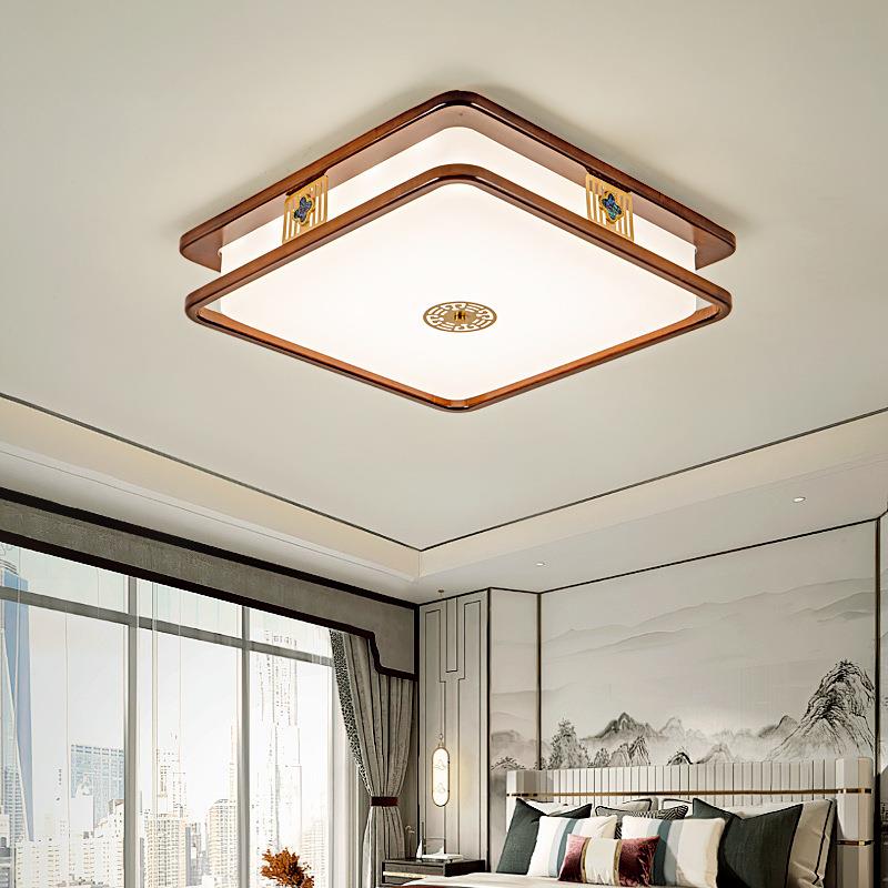 厂灯新中顶式全光谱护眼吸灯实木中国风客厅复古轻奢中山94283灯