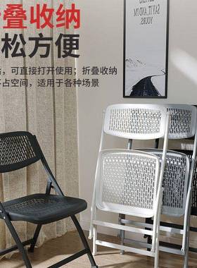 可折叠办公凳厅子靠背电脑椅宿折叠椅子家OSV用小学生上课椅客餐