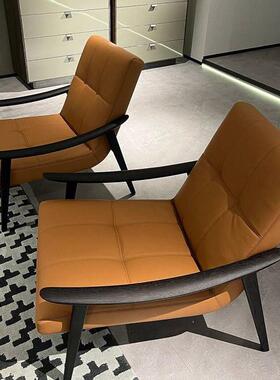 意大利意式VDK极简单人F椅YNN沙发布艺躺椅设师马鞍皮计闲椅洽休