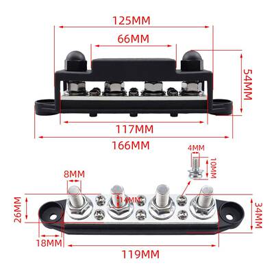 房车游艇M610汇流排4接线柱电块M螺8汇线排路M4cp-4559铜条导配电