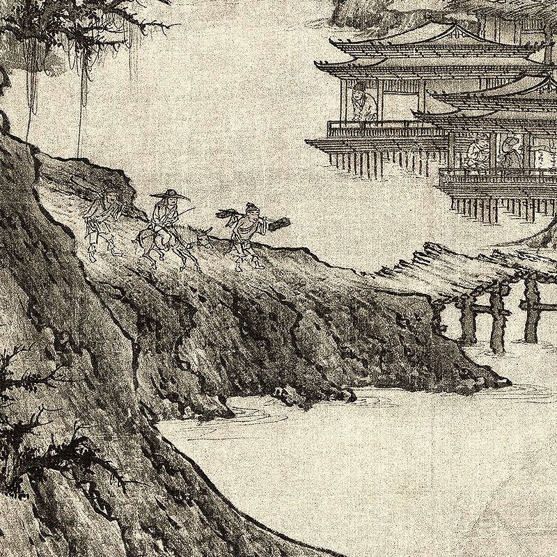 走廊过道玄关装饰画新中式壁画水墨山水画中式酒店玄关画 晶瓷图片