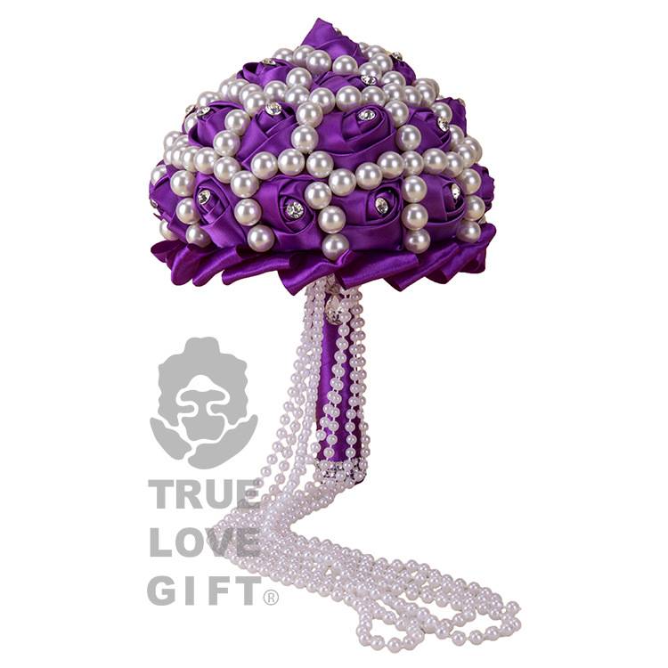 新娘珍珠手捧花婚庆道具用品 工艺仿真手捧花欧式带钻喜庆用品