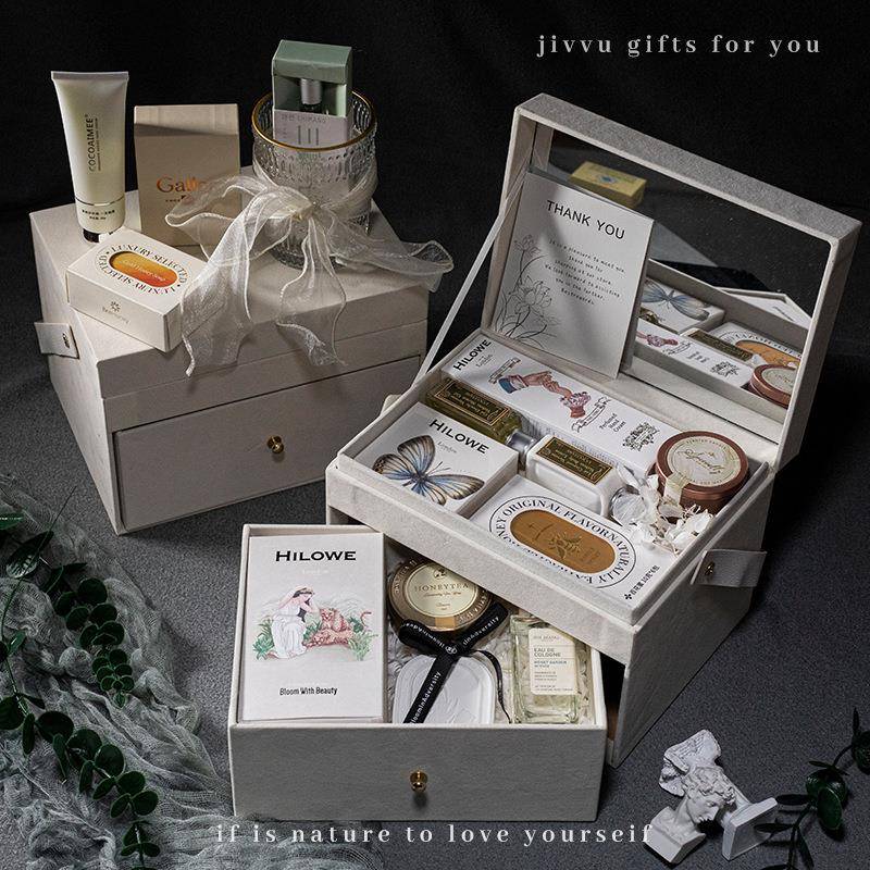 高级仪式感双层丝绒伴手礼送女友生日礼物实用公司员工礼品盒套装