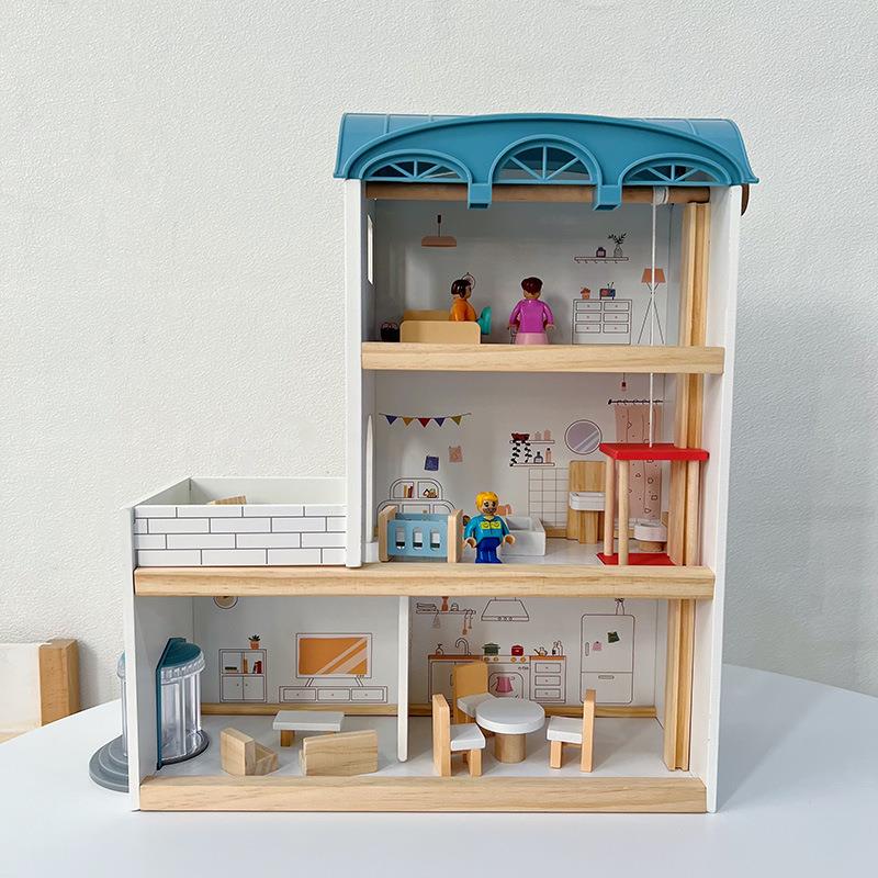 木质玩具屋儿童节生日礼物过家家城堡别墅过家家玩具厂家供应