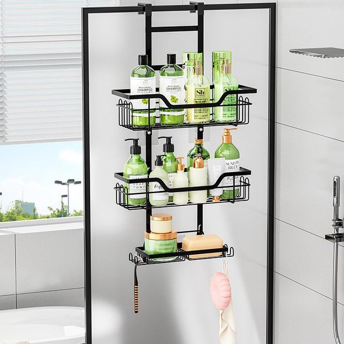 免打孔浴室门后置物架挂架壁挂厕所淋浴房分层挂篮置物架子收纳架
