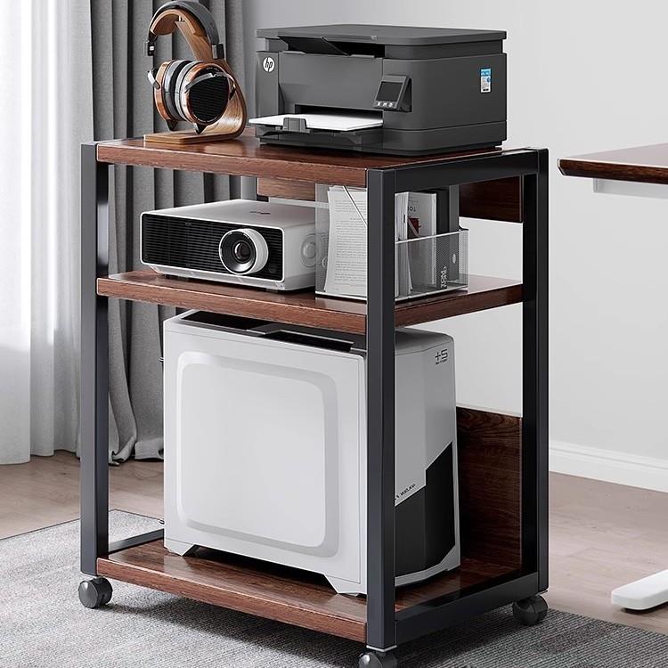 打印机置物架落地办公室多层移动收纳铁艺整理柜工位电脑主机托架