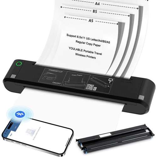 跨境A4热转印打印机A5A4碳带蓝牙打印普通纸办公小型便携热敏打印