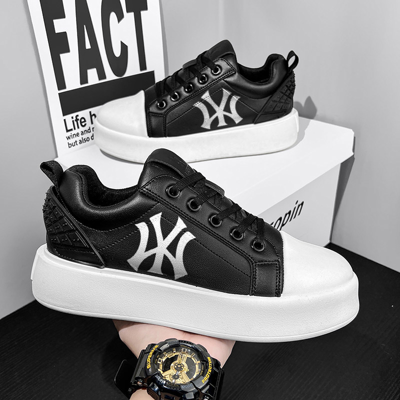 MY鞋子男百搭潮牌高级感板鞋男款2025新款男士厚底增高黑色休闲鞋