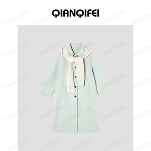 学院风针织披肩娃娃领直筒双面大衣 新款 2589 12.9F