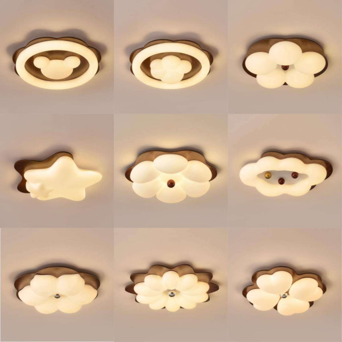 卧室灯中古侘寂风创意云朵客厅房间灯复古胡桃木色护眼实木吸顶,3C数码配件,USB灯,淘宝优惠券,粉丝福利购,淘宝优惠卷