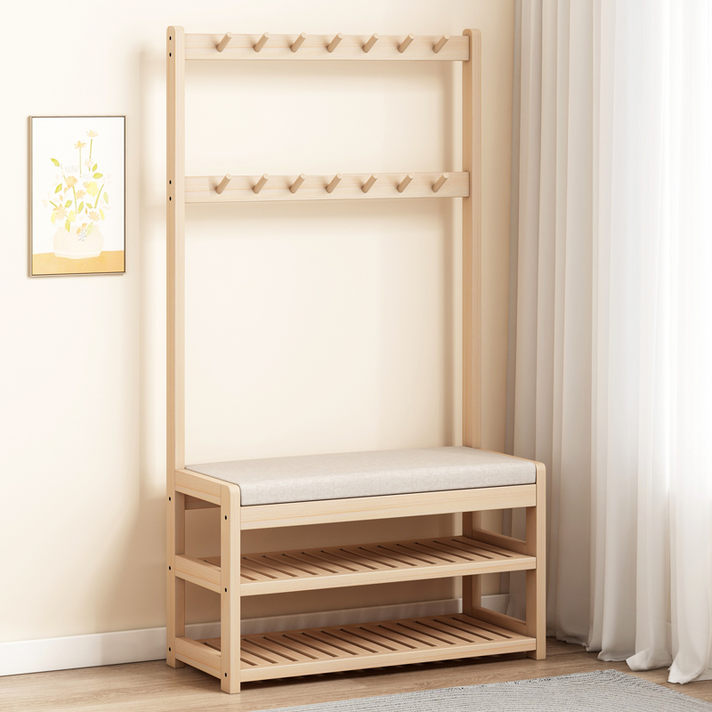 依人言实木换鞋凳门口鞋架穿鞋凳