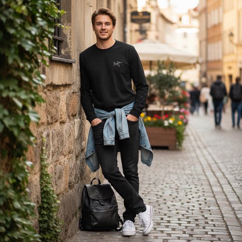 ARC'TERYX 始祖鸟 Kragg SL 纯棉舒适透气圆领男装长袖T恤