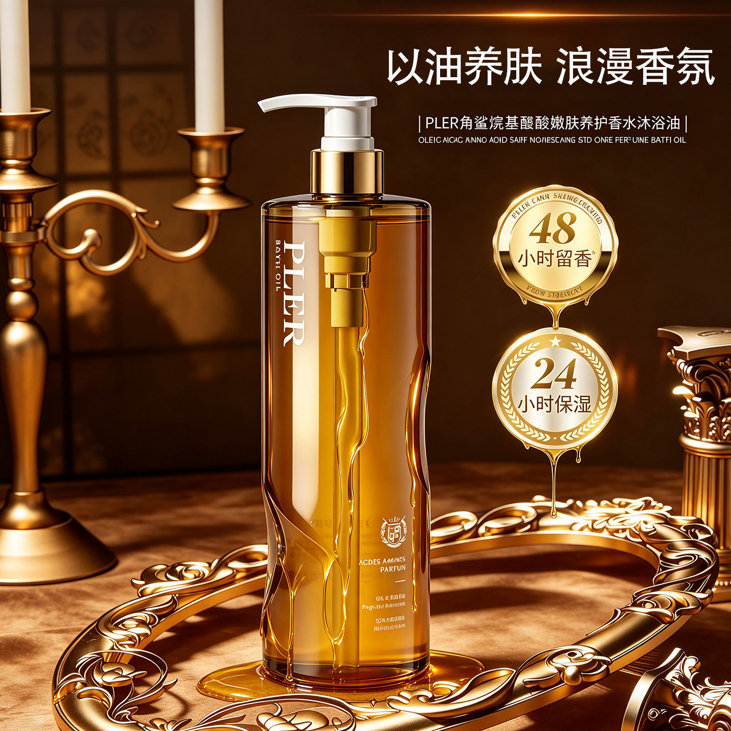 角鲨烷氨基酸嫩肤养护香氛沐浴油舒缓保湿持久留香滋养沐浴露
