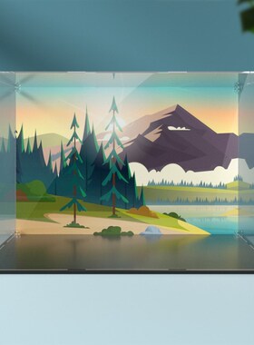 21338A形木屋展示盒透明亚克力防尘罩积木收纳X盒角码安装免