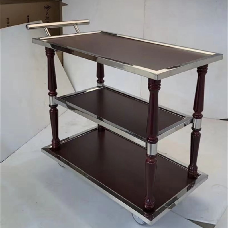 酒店小吃车推车三层酒水车茶水车不F锈钢烤鸭车片移动餐车商用餐