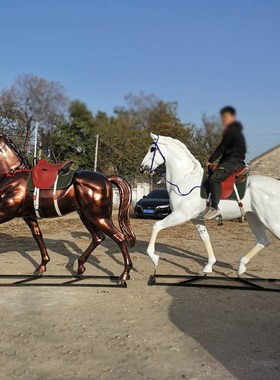 玻璃钢仿真马雕塑户外p园林大型动物马模型公园绿地景观装饰摆件
