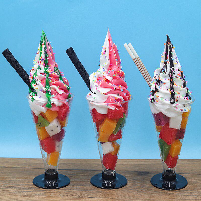 仿真棉花糖圣代冰淇淋模型仿真水果冰淇淋模Q型仿真水果圣代模型