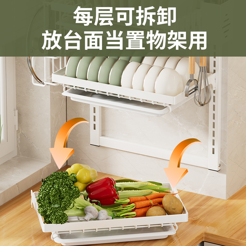 碗架沥水架厨房免打孔墙上壁挂式碗C碟架收纳层架多功能碗盘置物