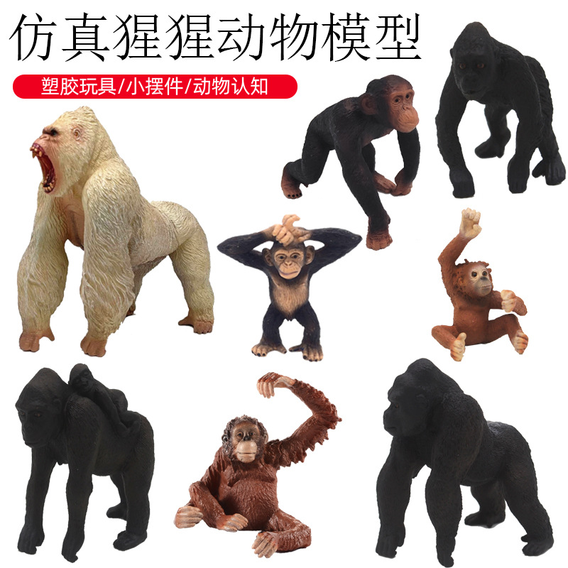 儿童早教认知红毛猩猩模型玩具 仿真黑猩猩动物静态手办摆件