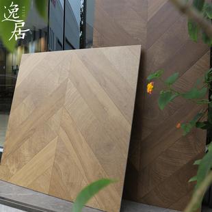 复古年轮鱼骨纹木纹瓷砖客餐厅仿实木地板砖全屋通铺哑光防滑地砖