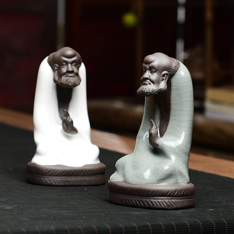成艺达摩菩提茶宠茶道配件哥窑开片可养茶玩摆件陶瓷工艺品佛像