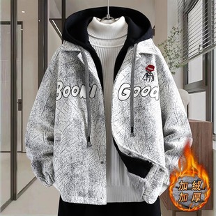 凯森贝恩品质男装加绒加厚青少年可脱卸连帽夹克百搭学生保暖棉服