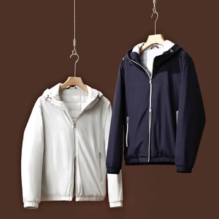 祺祺大麦云感高奢PSENY意式绵羊毛桑蚕丝防风保暖连帽夹克外套