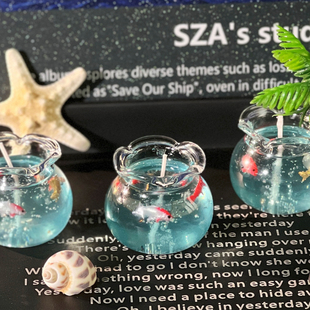 泡泡小鱼缸香薰蜡烛送闺蜜女生礼物小众精致可爱摆件卧室氛围淡香