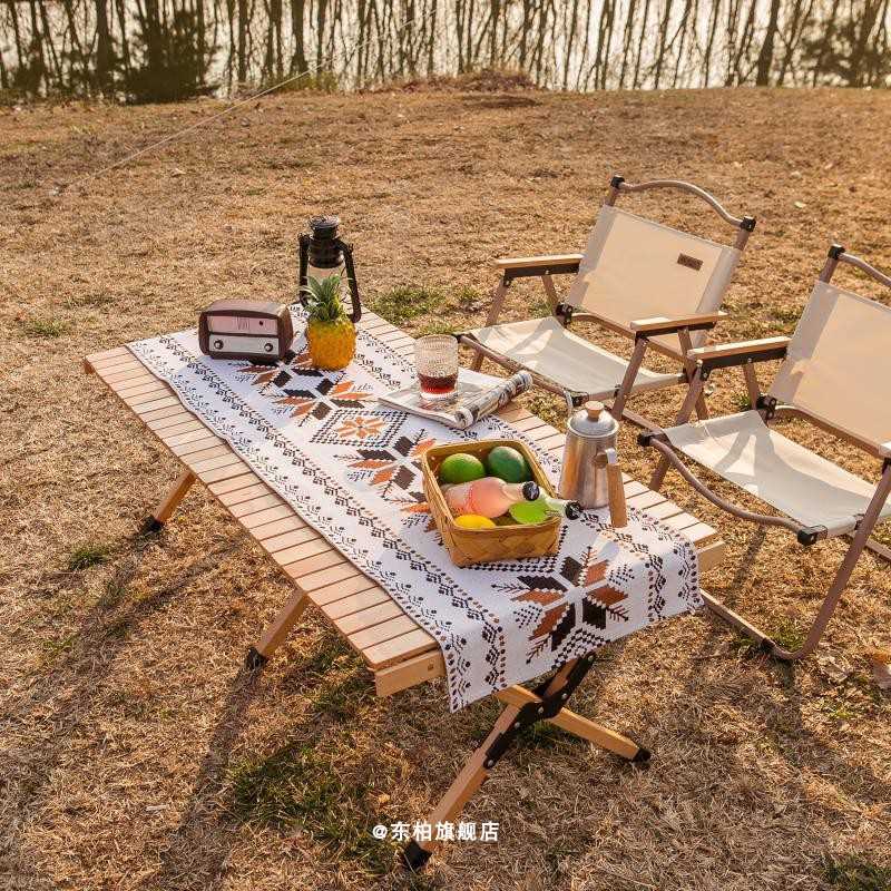 camping 户外露营蛋卷桌桌旗波西米亚风布艺桌子折叠桌桌旗桌布