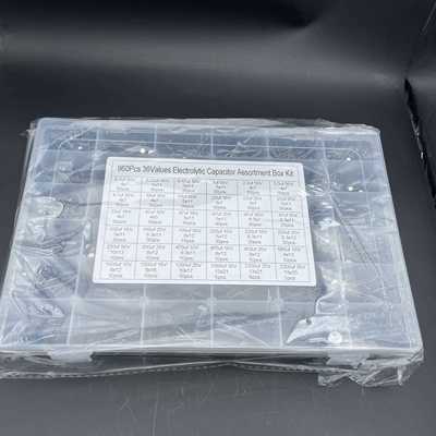 36种容值(0.1uf-2200uf)1000uf 25V35V插件铝电解电容器盒960PCS