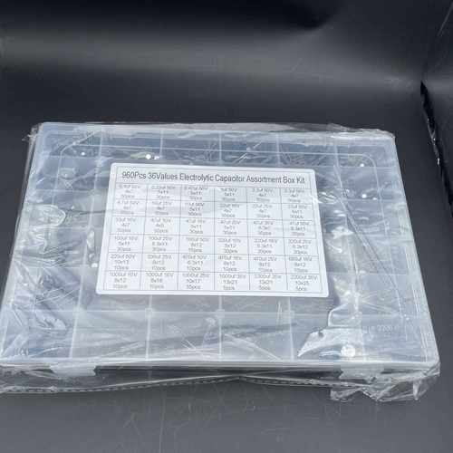 36种容值(0.1uf-2200uf)1000uf 25V35V插件铝电解电容器盒960PCS