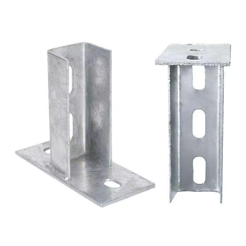 底座光伏型钢配件支架底座抗震热镀锌两孔三孔免焊太阳能连接件