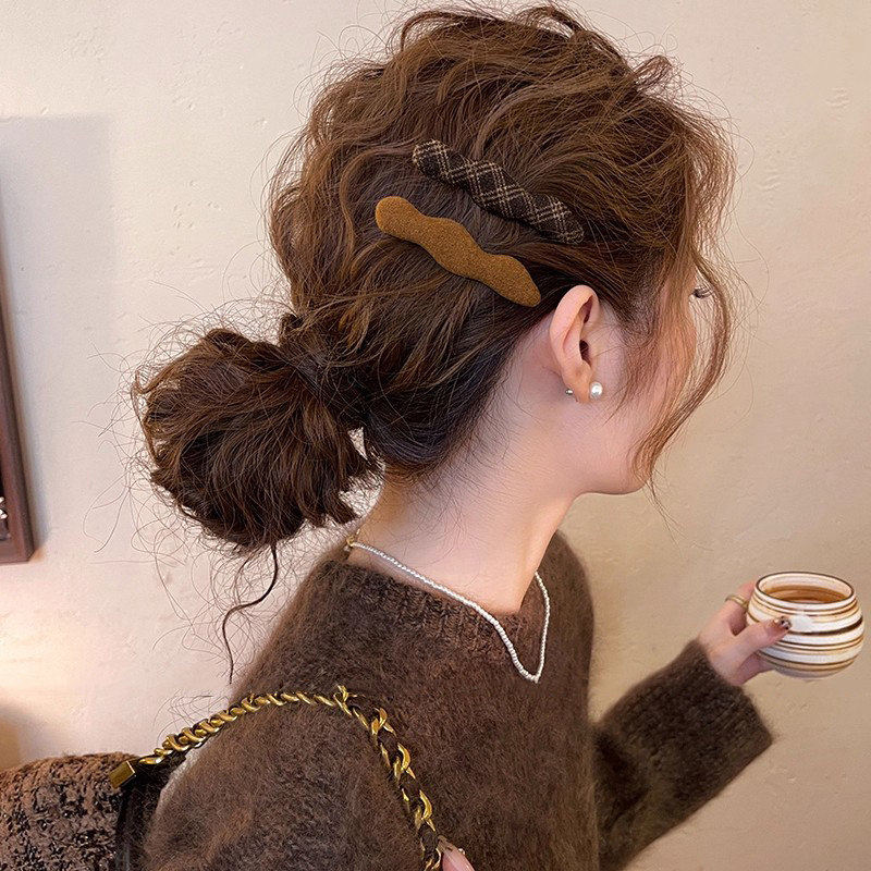 毛呢格纹波浪发夹女侧边夹前额碎发刘海夹子2026新款头饰高端发卡,饰品/流行首饰/时尚饰品新,发饰,淘宝优惠券,粉丝福利购,淘宝优惠卷