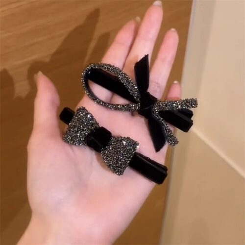 韩版优雅闪耀蝴蝶结发夹女生气质侧边刘海发卡复古高级感夹子头饰