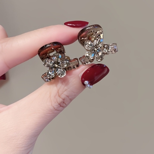 高级感水晶花朵迷你小抓夹女新款前额刘海碎发夹小号侧边夹子发抓