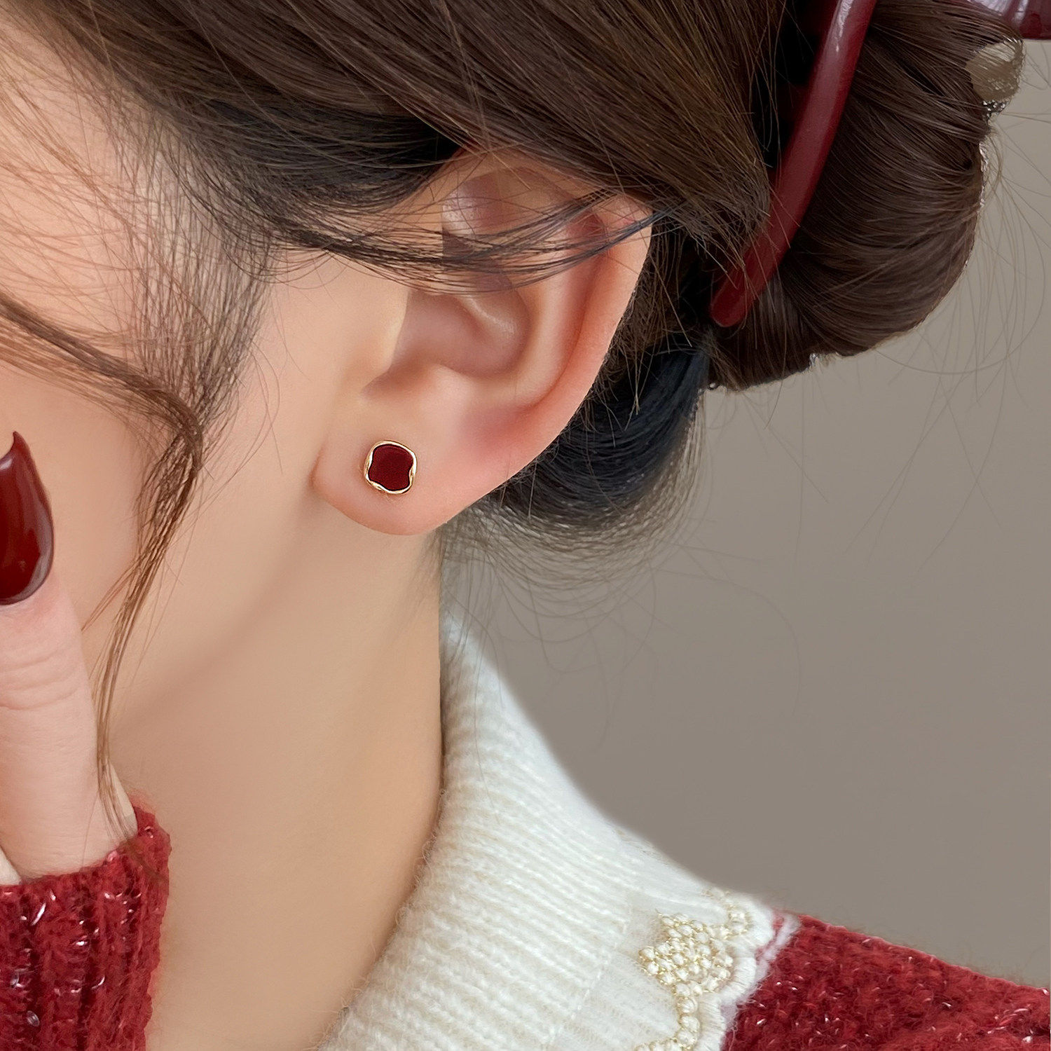 红色爱心精致小巧迷你耳钉睡觉不用摘耳环女秋冬时尚简约秋冬耳饰,饰品/流行首饰/时尚饰品新,耳钉,淘宝优惠券,粉丝福利购,淘宝优惠卷