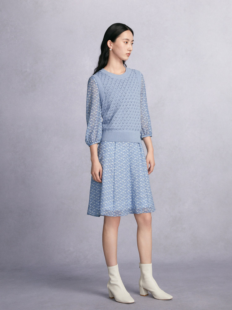 vgrass霁风蓝针织马甲20春季新款休闲无袖套头背心