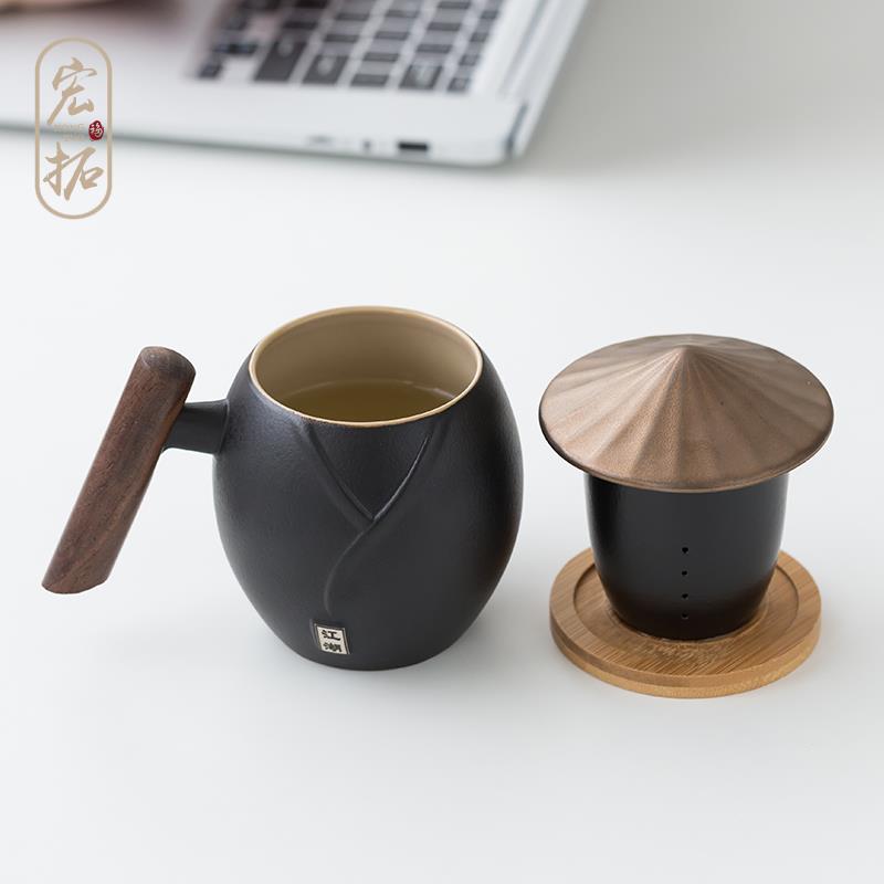 创意陶瓷茶水分离办公室泡茶杯子男生生日礼物马克杯个人专用定制