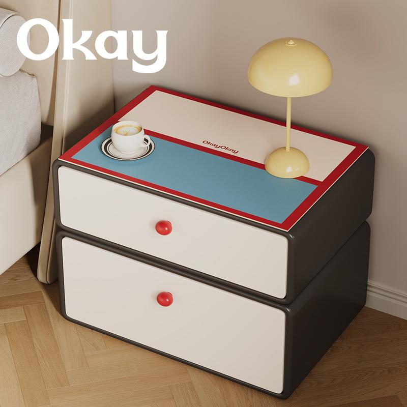 OKAY撞色拼贴床头柜垫防尘耐脏卧室台面保护垫皮革防水防烫盖布垫