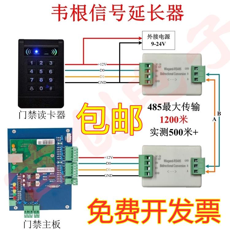 韦根Wiegand信号延长器 韦根转RS485转换器自动识别全部WG格式