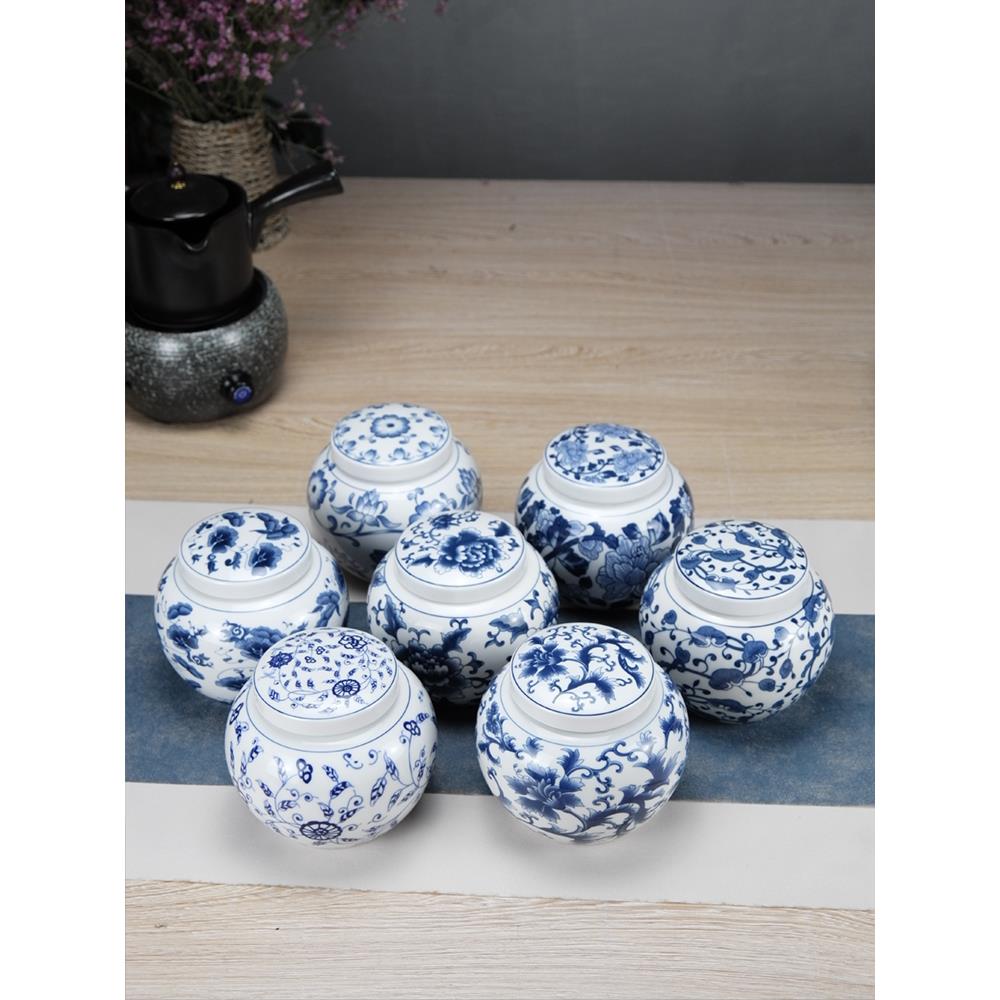 青花瓷通用食品中药膏密封存储罐膏方中药粉罐蜂蜜罐面膜粉茶叶罐