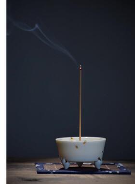 可爱香炉茶道香薰炉陶瓷家居线香檀香香插底座托盘家用室内迷你