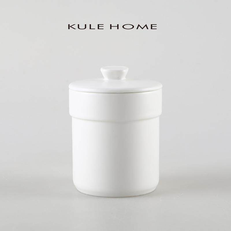 KULEHOME北欧陶瓷棉签盒家用客厅个性商用酒店创意收纳罐子棉支盒