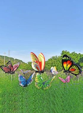 玻璃纤维蝴蝶雕塑铁插件模拟动物饰品户外园林景观装饰田园饰品