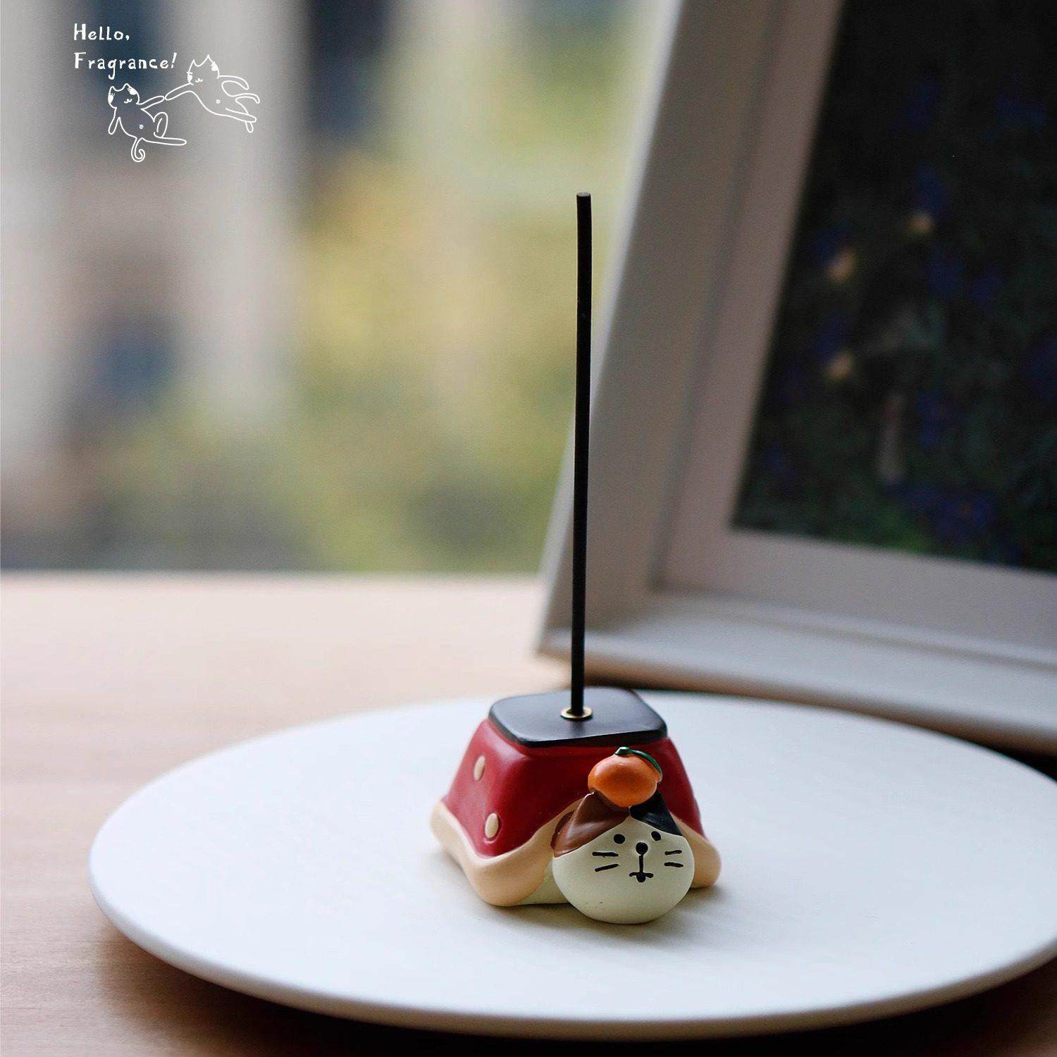 猫生衔蝉冬天窝在暖桌下的猫香薰线香香插香托香立家居室内摆件,家居饰品,香托/香盘/香座/香插,淘宝优惠券,粉丝福利购,淘宝优惠卷