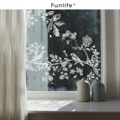 《花夏如海》田园花朵鸟儿窗贴玻璃贴纸装饰美化玻璃贴膜无胶窗花