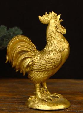 纯铜大公鸡福字元宝金钱鸡吉祥生肖鸡招财摆件家居客厅桌面雄鸡铜