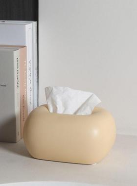 现代客厅茶几餐桌装饰品轻奢餐巾抽纸盒北欧陶瓷奶油风纸巾盒摆件